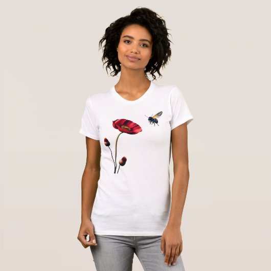 Mohn und Bienenbarsche + Leinwand T-Shirt (Vorne ganz)