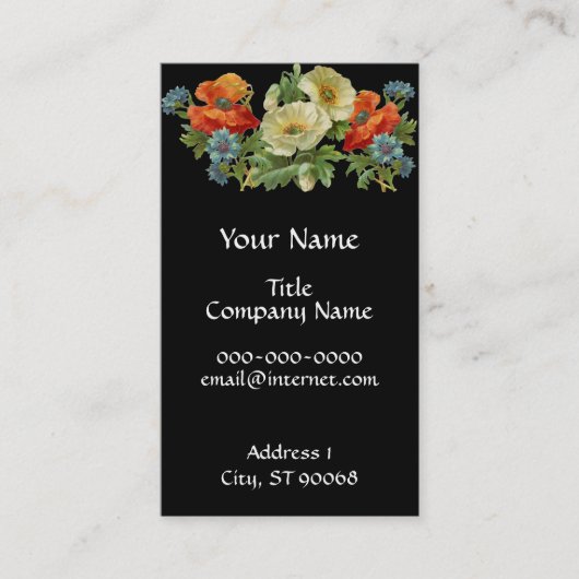 Mohn und Cornblumen Blumenstrauß Business Cards Visitenkarte (Vorderseite)