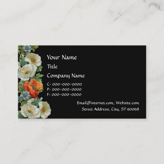 Mohn und Cornblumen Blumenstrauß Business Cards Visitenkarte (Vorderseite)