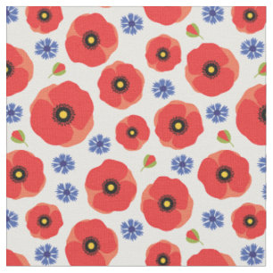 Mohn- und Korbblumenmuster Stoff