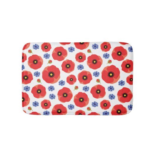Mohn- und Kornblumenmuster Badematte (Vorderseite)