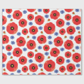 Mohn- und Kornblumenmuster Geschenkpapier (Flach)