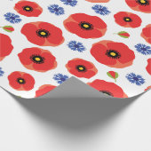 Mohn- und Kornblumenmuster Geschenkpapier (Ecke)