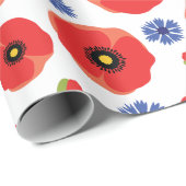 Mohn- und Kornblumenmuster Geschenkpapier (Rolleneckpunkt)
