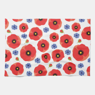 Mohn- und Kornblumenmuster Geschirrtuch