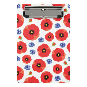 Mohn- und Kornblumenmuster Mini Klemmbrett