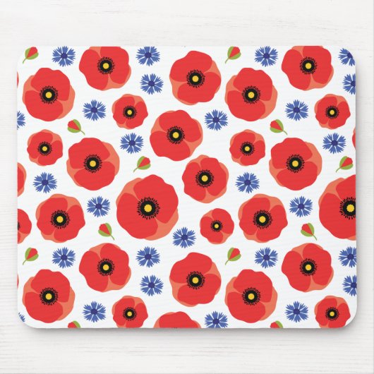 Mohn- und Kornblumenmuster Mousepad (Vorne)