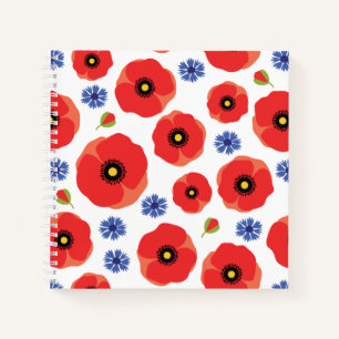 Mohn- und Kornblumenmuster Notizblock