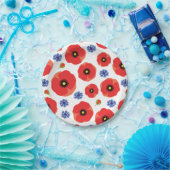 Mohn- und Kornblumenmuster Pappteller (Party)