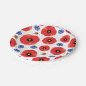 Mohn- und Kornblumenmuster Pappteller (Schrägansicht)
