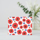 Mohn- und Kornblumenmuster Postkarte (Stehend Vorderseite)