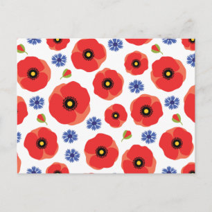 Mohn- und Kornblumenmuster Postkarte