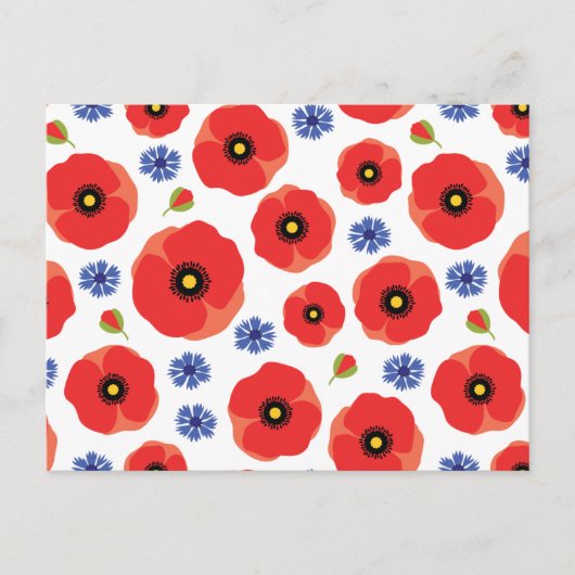Mohn- und Kornblumenmuster Postkarte (Vorderseite)