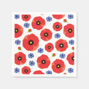 Mohn- und Kornblumenmuster Serviette