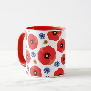 Mohn- und Kornblumenmuster Tasse