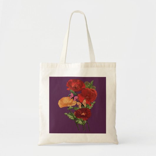 Mohn und Schmetterlinge  Tragetasche (Vorne)