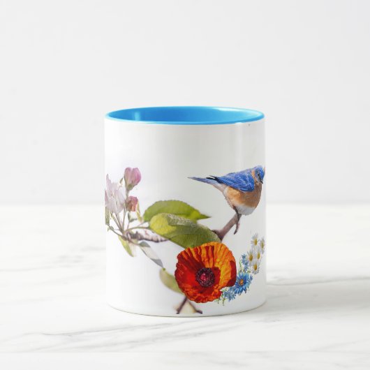 Mohn und Vogel Tasse (Zentrum)
