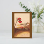 Mohn und Weizen Vintag Herbst Postkarte (Stehend Vorderseite)