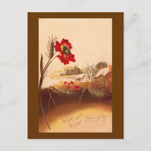 Mohn und Weizen Vintag Herbst Postkarte (Vorderseite)