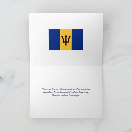 Mohn | Veteranen | ERINNERUNG | BARBADOS Flag Dankeskarte (Innenseite)