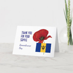 Mohn   Veteranen   ERINNERUNG   BARBADOS Flag Dankeskarte