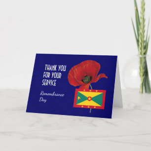 Mohn   Veteranen   GRENADA-Flag   ERINNERUNG Dankeskarte