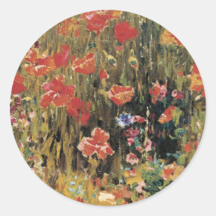 Mohn von Robert Vonnoh, Vintage Impressionismus Runder Aufkleber