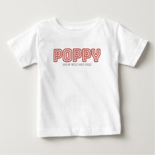 Mohn wächst wild frei süße florale Grafik Umriss Baby T-shirt