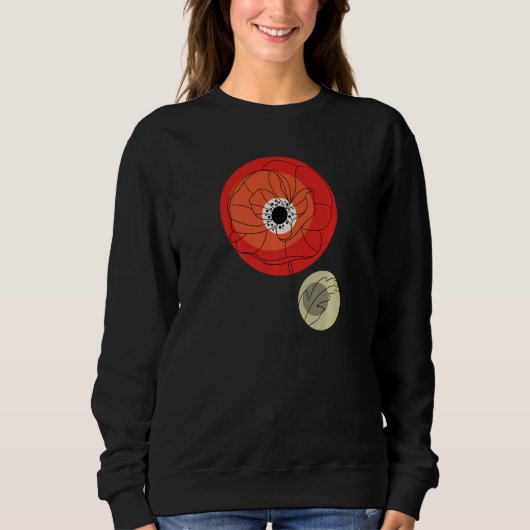 Mohn Wasserfarbe Mohnsamen Rot Botanisch Poppie Sweatshirt (Vorderseite)
