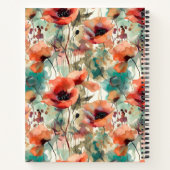 Mohn-Wasserfarben-Blumen-Spiralblock Notizblock (Rückseite)