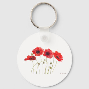 Mohn Wasserfarben Muttertag rote Blumen rustikal Schlüsselanhänger