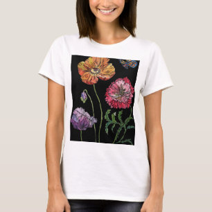 Mohn Wasserfarbenen Malerei T-Shirt