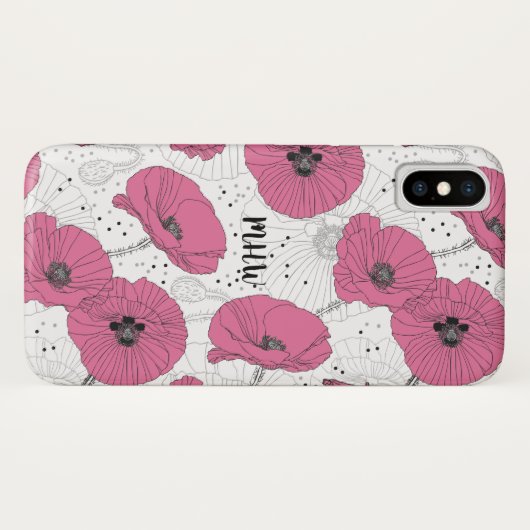 Mohnanhörer-Blume für kundenspezifische Monogramm- Case-Mate iPhone Hülle (Rückseite (Horizontal))