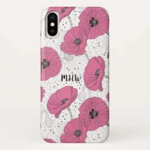 Mohnanhörer-Blume für kundenspezifische Monogramm- Case-Mate iPhone Hülle