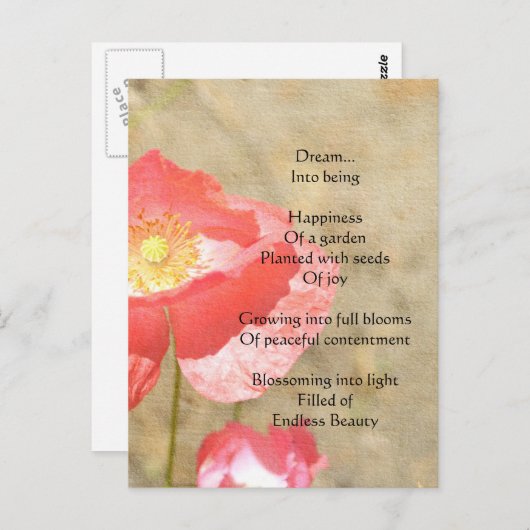 Mohnausdrücke Glückgedicht Postkarte (Vorne/Hinten)