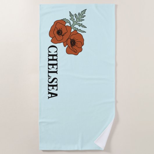 Mohnblau Blume Strandtuch (Vorderseite)