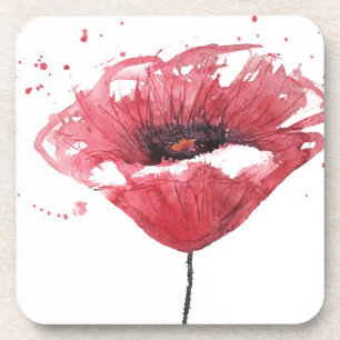 Mohnblume, Aquarell Getränkeuntersetzer
