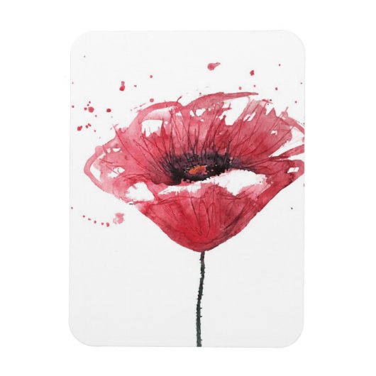 Mohnblume, Aquarell Magnet (Vertikal)