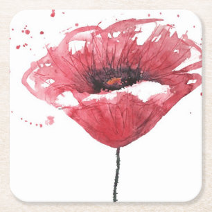 Mohnblume, Aquarell Rechteckiger Pappuntersetzer