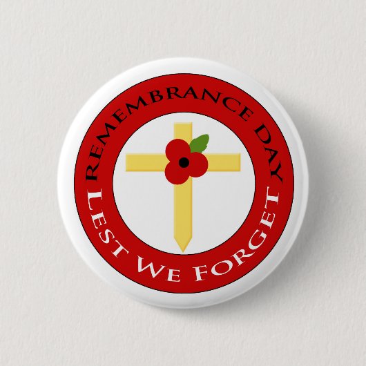 Mohnblume auf Kreuz - Abzeichen Button (Vorderseite)
