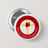 Mohnblume auf Kreuz - Abzeichen Button (Vorne & Hinten)