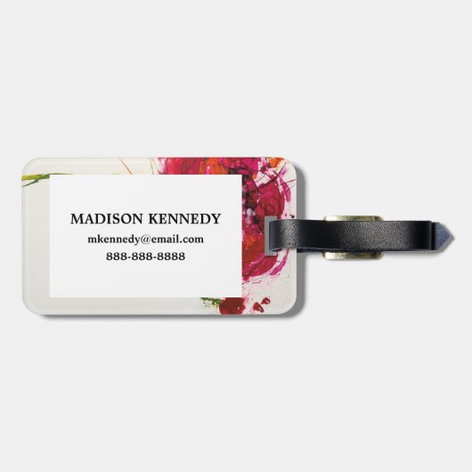 Mohnblume auf Weiß Gepäckanhänger (Rückseite horizontal)