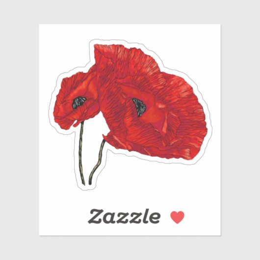 Mohnblume-Blume Aufkleber (Blatt)