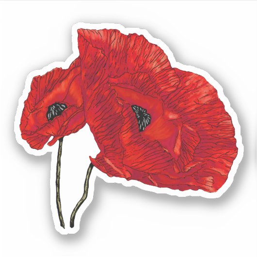 Mohnblume-Blume Aufkleber (Vorderseite)