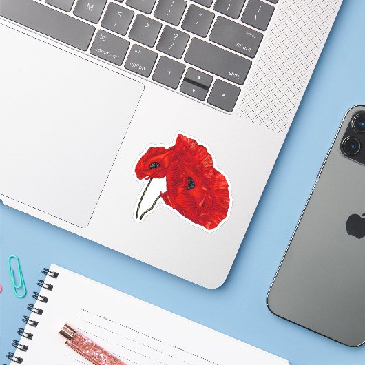 Mohnblume-Blume Aufkleber (Laptop mit iPhone)
