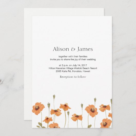 Mohnblume Blume Einladung (Vorne/Hinten)