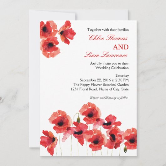 Mohnblume Blume Einladung Hochzeit (Vorderseite)