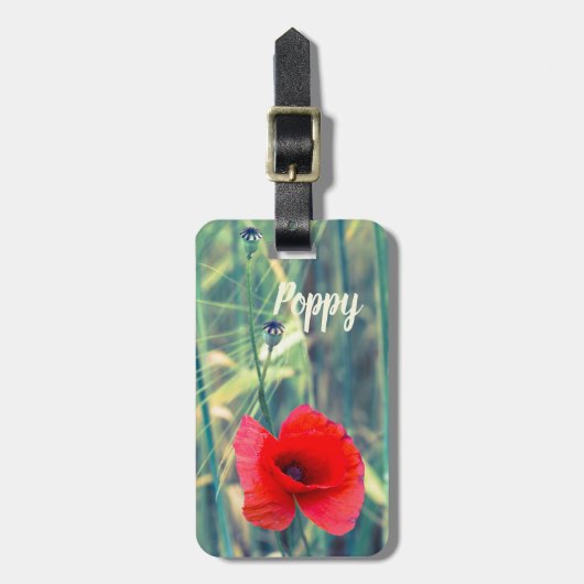Mohnblume Blume für Gärtner und Blütengeschenk Gepäckanhänger (Vorderseite vertikal)