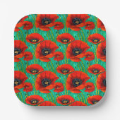 Mohnblume Blume Sommer Frühling Wildblume Erinneru Pappteller (Vorderseite)
