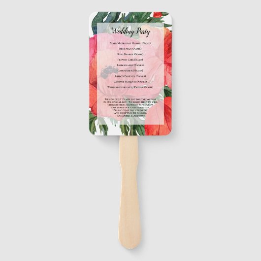 Mohnblume Blume Wasserfarbe Rote Probe Abendessen  Fächer (Rückseite)